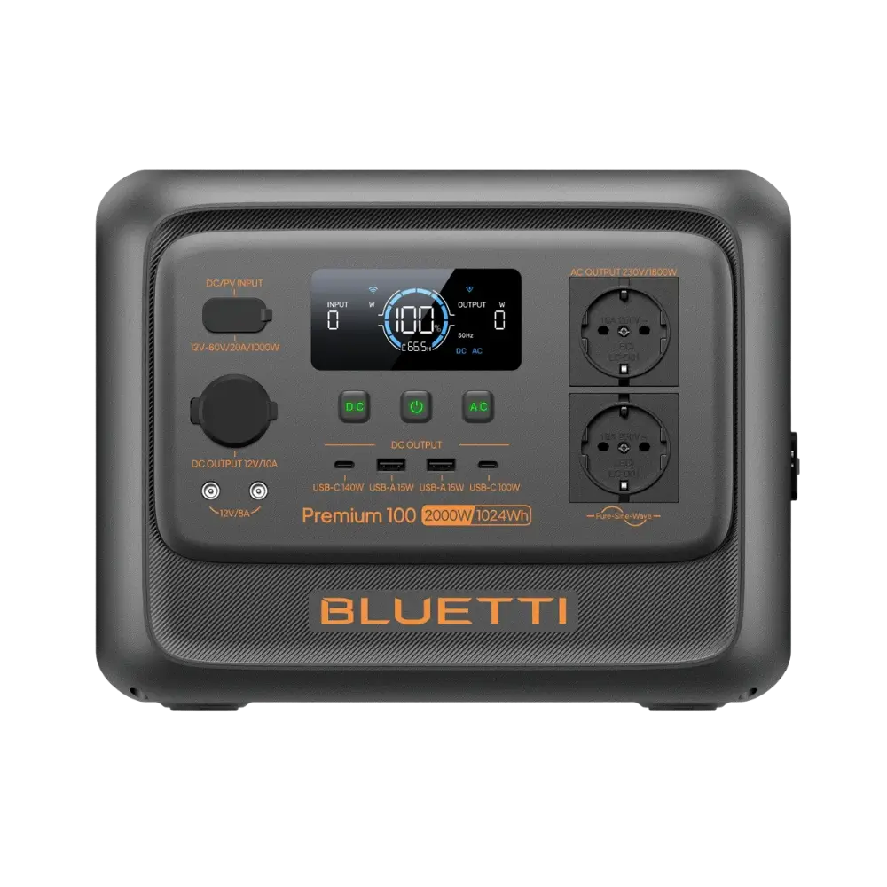 תחנת כוח ניידת BLUETTI Premium 100 V2 – 2000W / 1024Wh עם שקע 3 פינים